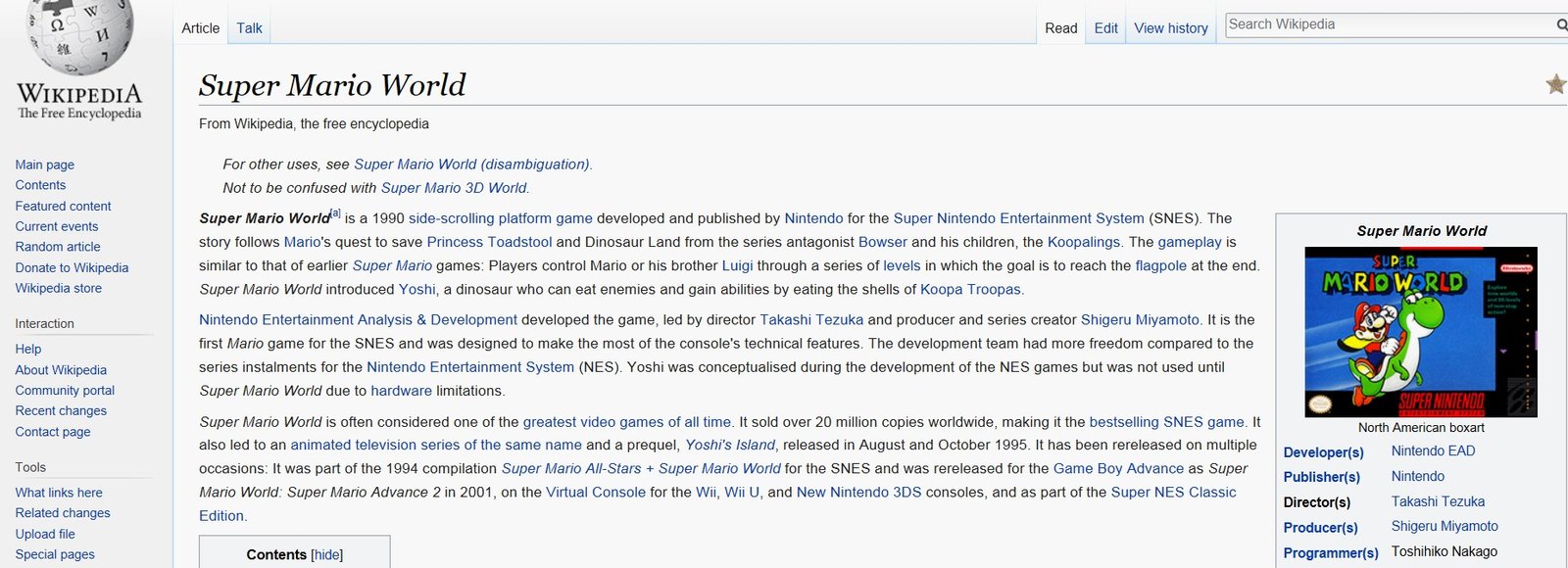 Super Mario game description